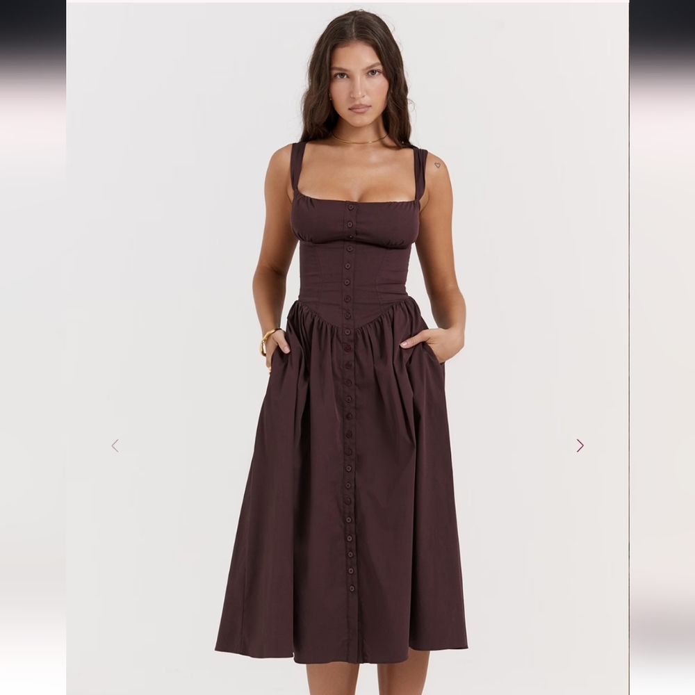 House Of Cb Tatiana - Rich Brown Midi Sundress - Picture 6 of 7